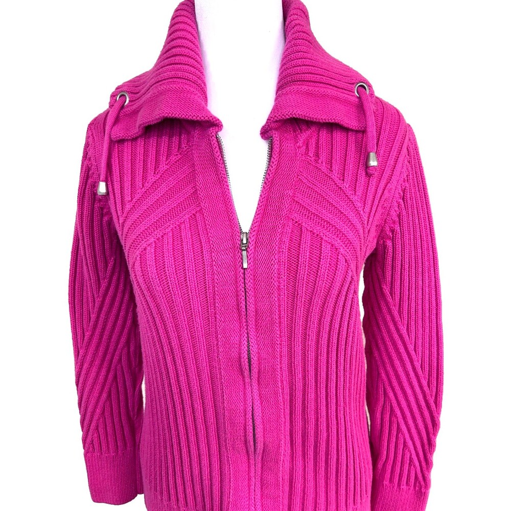 Chico's Cardigan Zipper Pink Sweater SZ 0